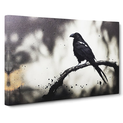 Brave Raven Bird - Wrapped Canvas Painting