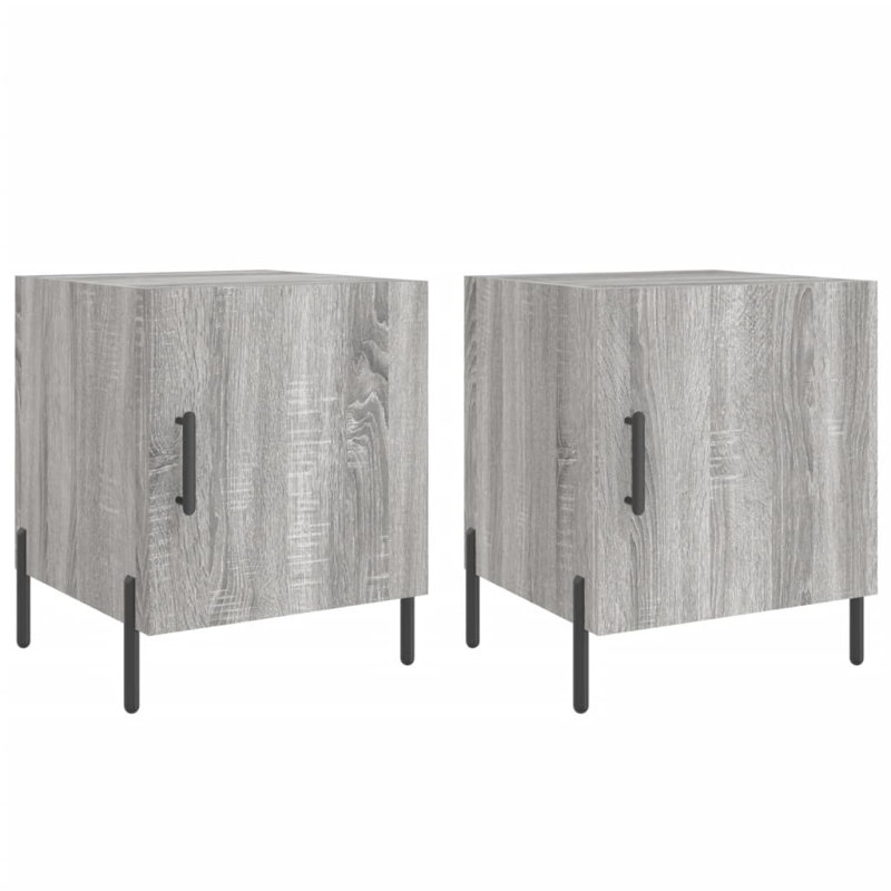 Naidu 40cm W Iron Bedside Table, Grey Sonoma