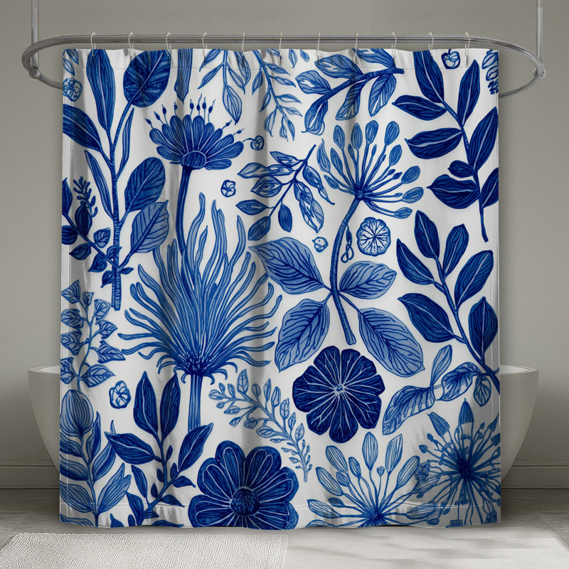 Rideaux de douche bleu Botanical Illustration, L 70 po x H 84 po