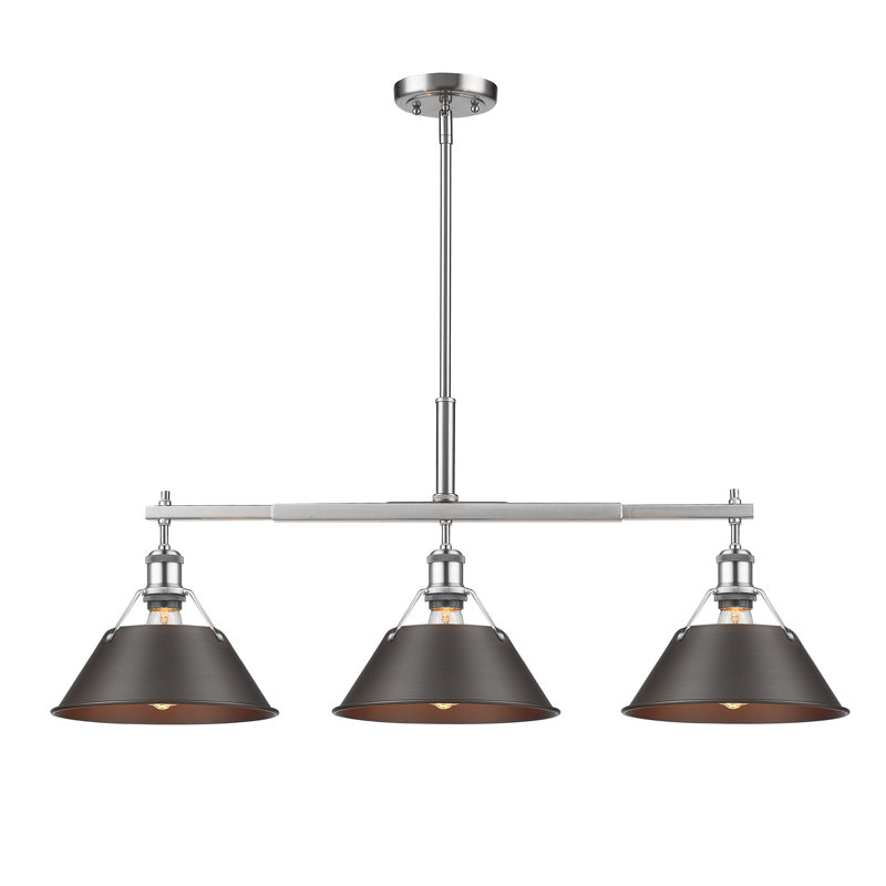 Luminaire suspendu pour îlot de cuisine 3 lumières Bisto, Bronze huilé, Étain