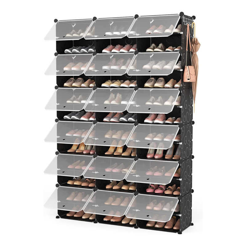 Portable Shoe Rack Organizer With Doors, 12-Tier Shoe Storage Cabinet For Closet And Entryway, Space-Saving Closed Shoe Organizer For 72 Pairs