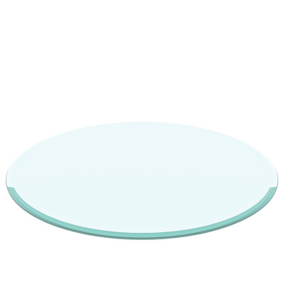 38.6" Tempered Glass Table Top Reliability, 2/5" Thick, Beveled & Polished Edge, Wear-, Heat-, , For Lobby Tables Inch Round Component - Coffee And Family