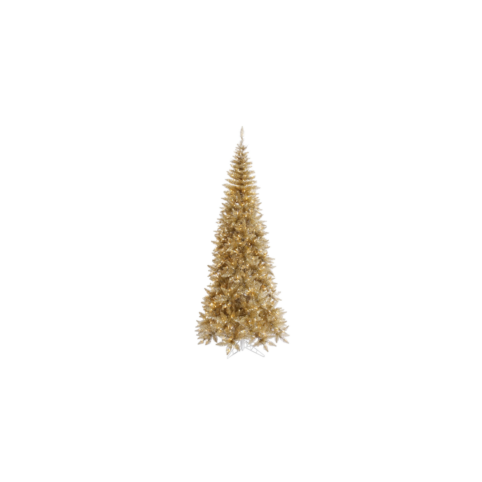 Champagne Tinsel Fir Slim Artificial Christmas Tree, 9' H, Unlit