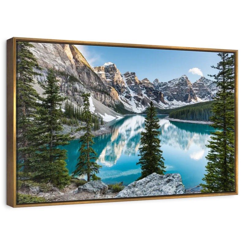 Moraine Lake Reflections, Cadre flottant doré, 43 po x 29 po