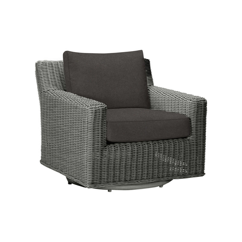 Rustic Swivel Patio Chair with Cushions, Slate Gray, Verona Fossil, Welt