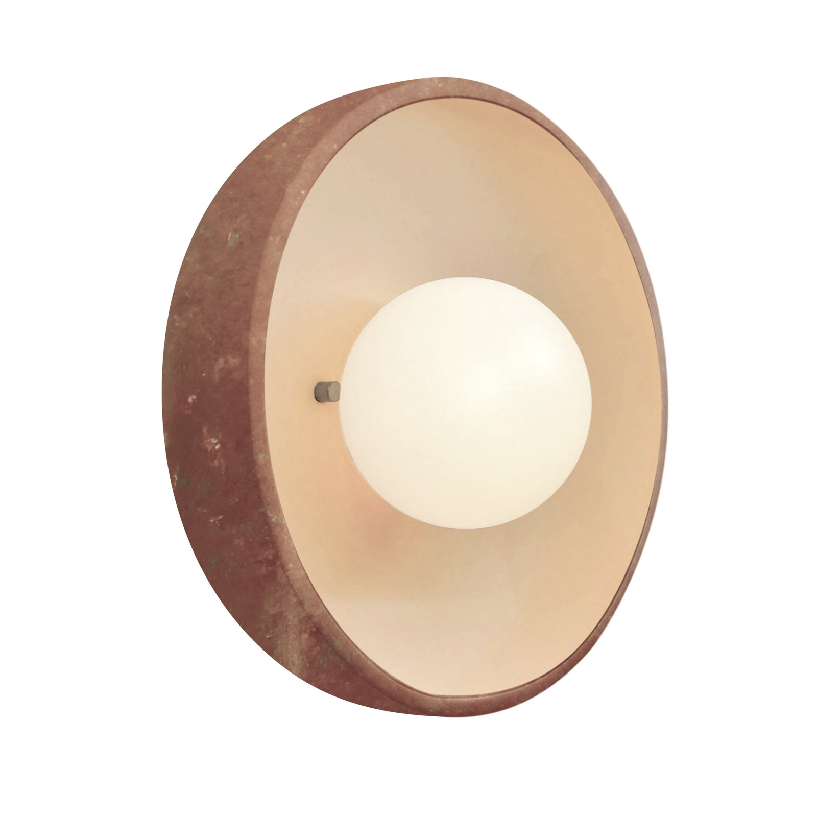 Single Light Ceramic Flush Mount Sconce, Rust Patina