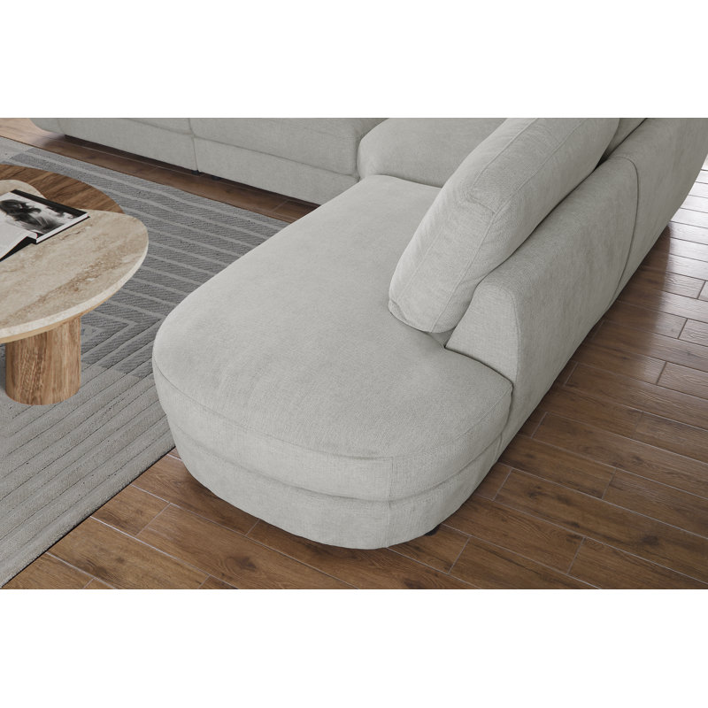 Modern Style Wedge Chaise Sectional, Frost Gray