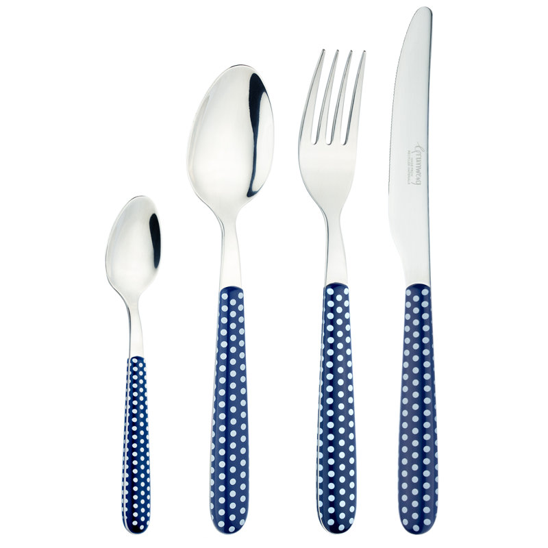 Grunwerg Cutlery Greenworks, 24 Piece Cutlery Set , Service for 6, Polka Dot