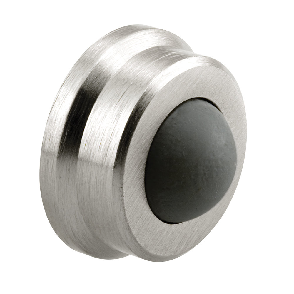 Prime-Line Wall Stop, 1 in. Outside Diameter, Cast Brass, Brushed Chrome w/Rubber Bumper (Single Pack) Prime-Line