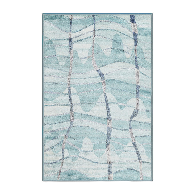 Tapis abstrait gris / bleu, Rectangle 4 pi x 6 pi