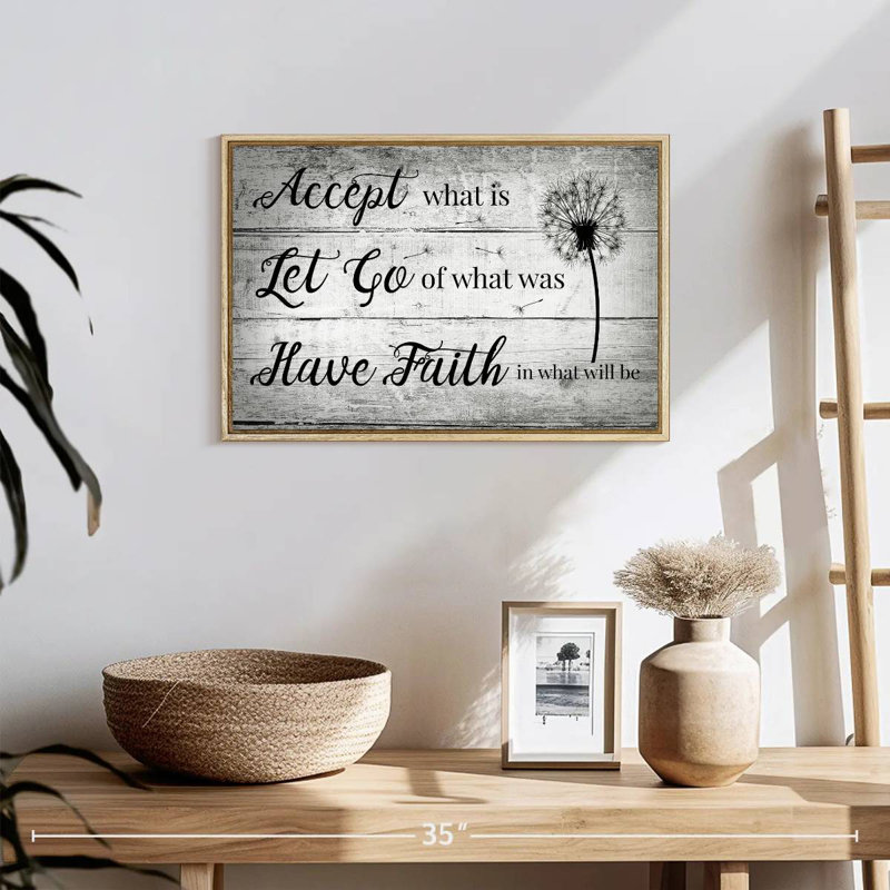 Citation «Have Faith», Cadre flottant en bois naturel, 19 po x 13 po