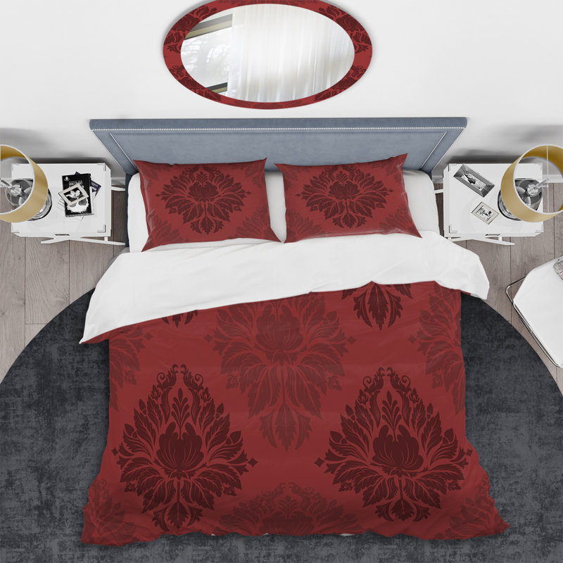 Damas rouge - ensemble de housse de couette abstrait - microfibre de polyester