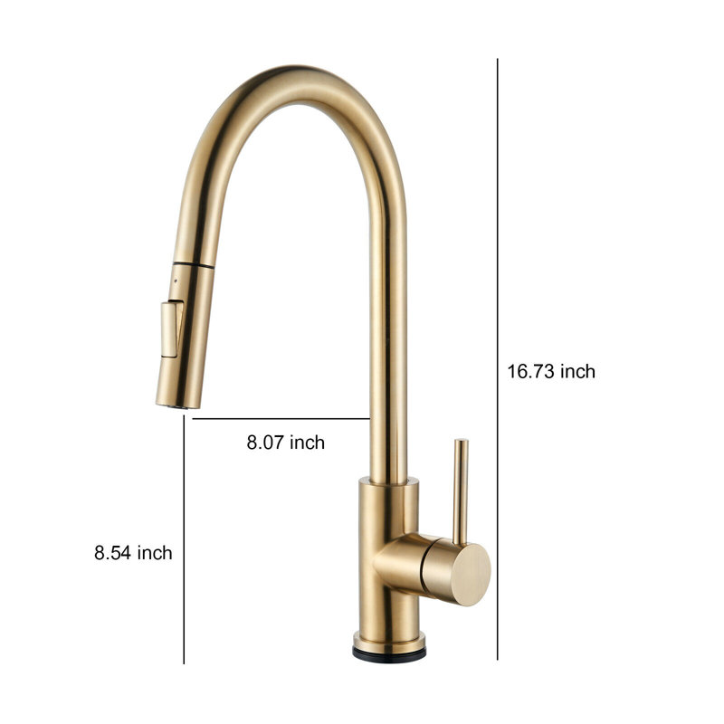 Robinet de cuisine tactile, robinet d'évier de cuisine intelligent avec douchette rétractable, robinet d'évier de cuisine activé au toucher or brossé, acier inoxydable
