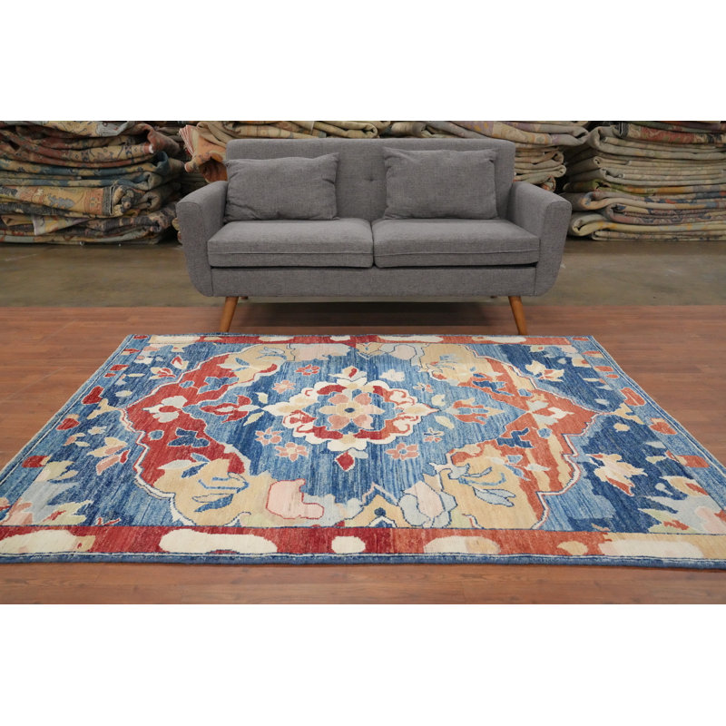Vegetable Dye Oushak Handmade Wool Rug 5x7