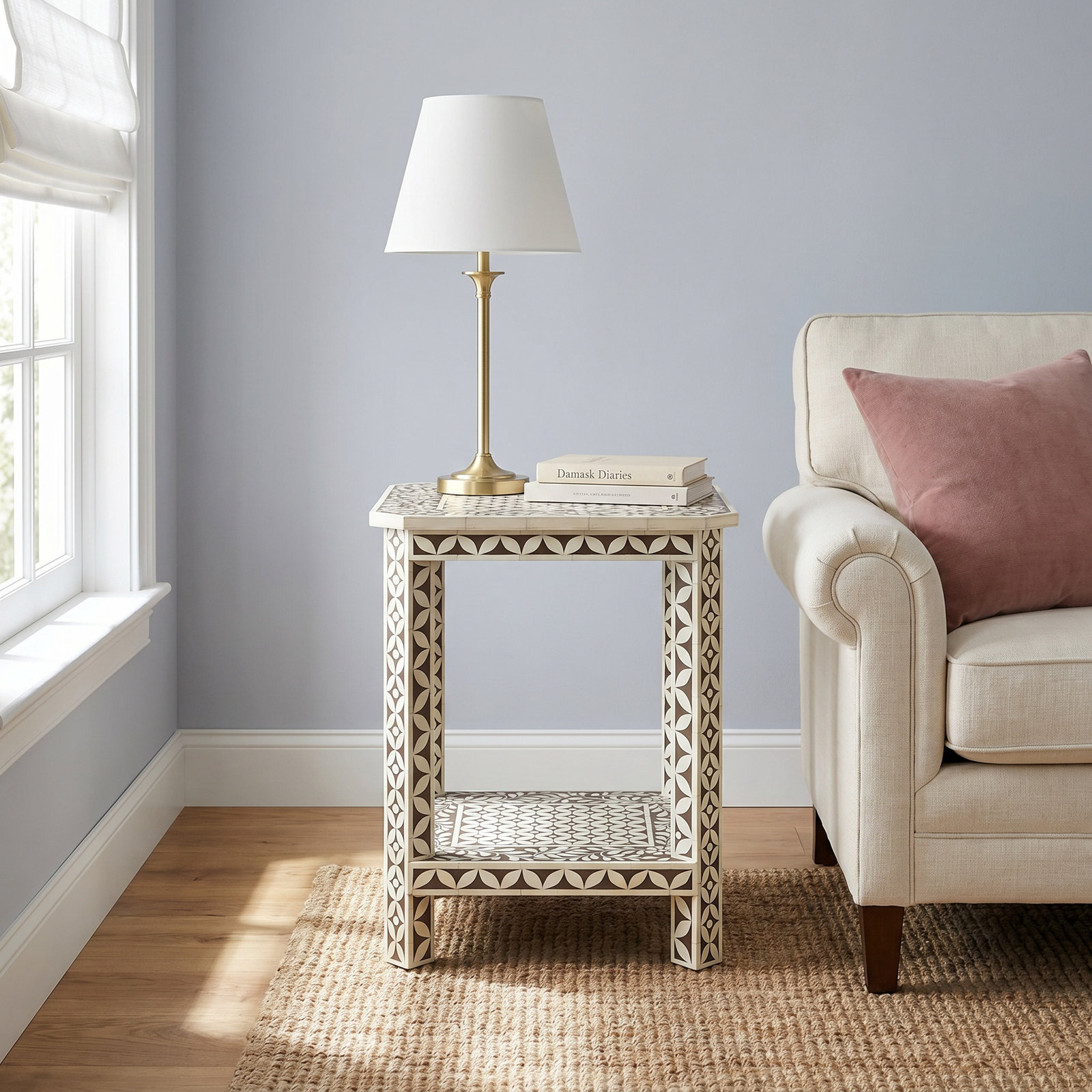 Ersa 18" Bone Inlay End Table