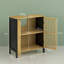 HOMCOM Under Sink Bathroom Cabinet Bamboo U-Shape Slot Natural and Black