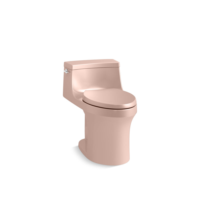 San Souci™ 1.28 GPF Elongated One-Piece toilet (Seat Included), Left-Hand, Peach Blow