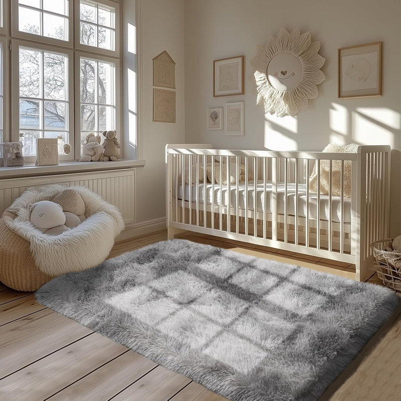 Grey And White Area Rugs For Living Room Men Room Carpet 4X6 Bedroom Fluffy Furry Shag Aesthetic Plush High Pile Floor Rug For Kids Room Dorm Home Decor Tie-Dyed Grey White