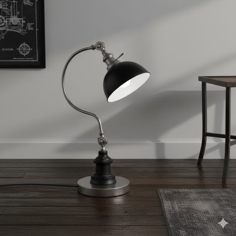 22"H SATIN NICKLE GOOD NECK TABLE LAMP