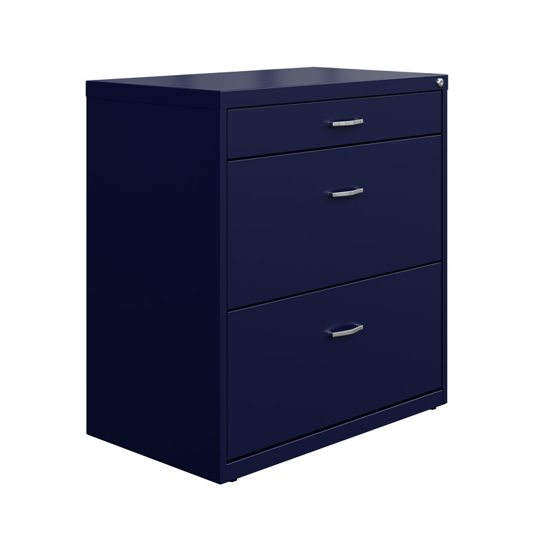 Clete 30 " Wide 3 Steel Lateral Filing Cabinet, Blue