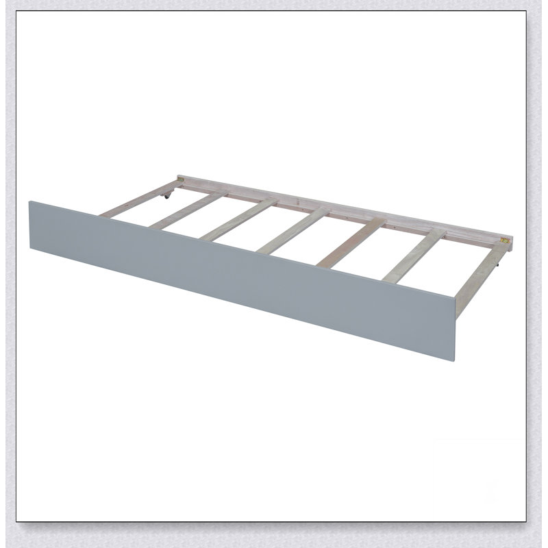 Wood Daybed With Trundle And Fence Guardrails, Gray, Twin