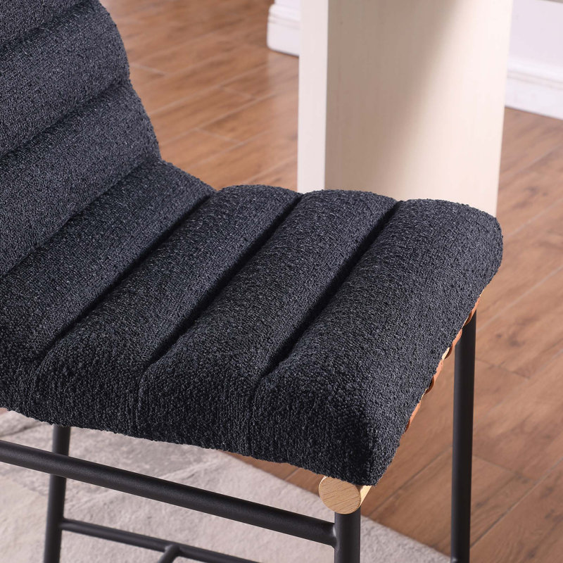 Chaise à hauteur de comptoir Lahni Boucle, Noir