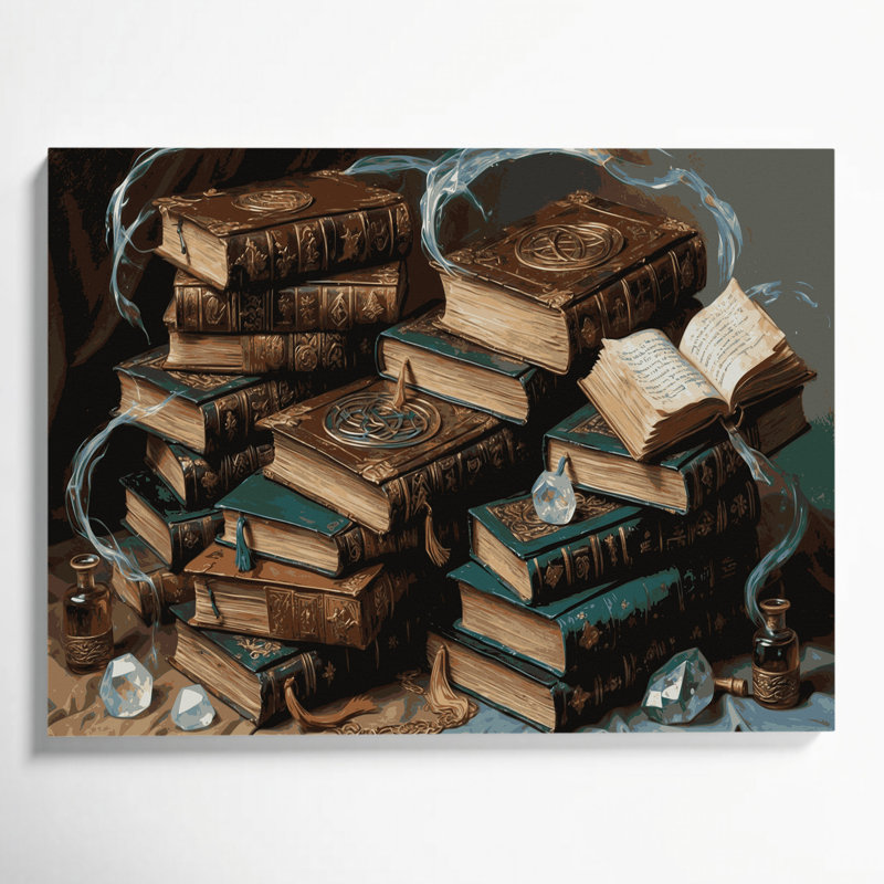 Halloween, livres de sortilège antiques, art mural sur toile brune, H 24 po x l 36 po