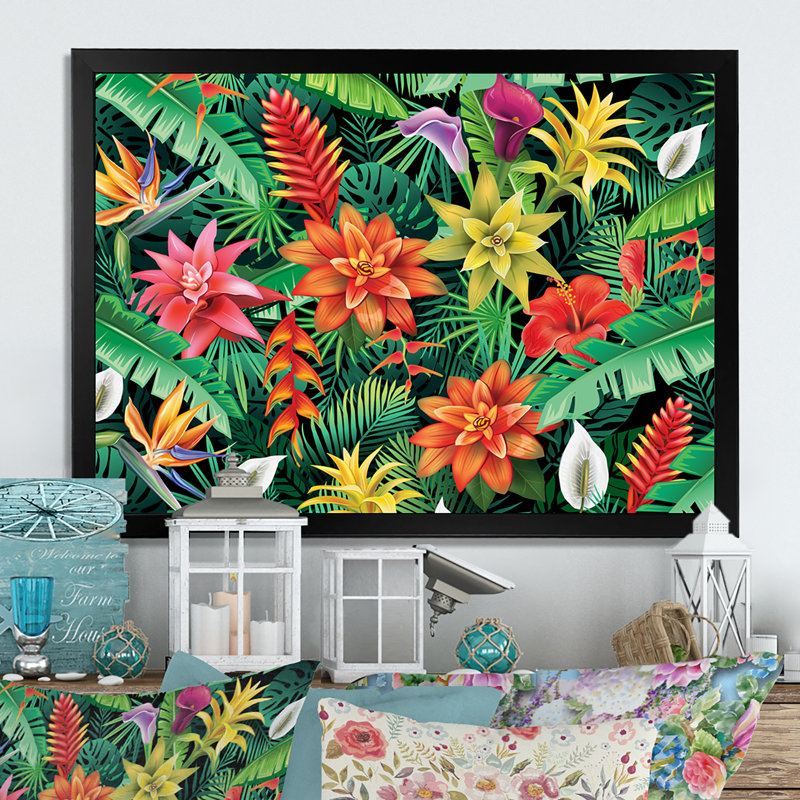 From Tropical Flowers - on, Impression noire sur toile encadrée, H 8 po x l 12 po x P 0,1 po