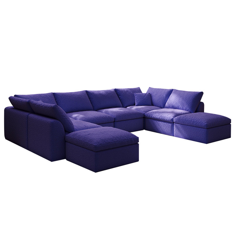 196.8" W 8 - Piece U Shape Upholstered Sectional Sofa Oversized 8-seater Modular Sofa With Ottomans