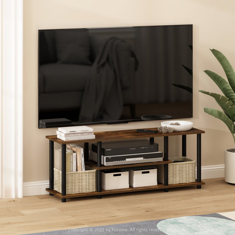 Orhideea Unfinished TV Stand for TVs up to 50", Amber Pine/Black