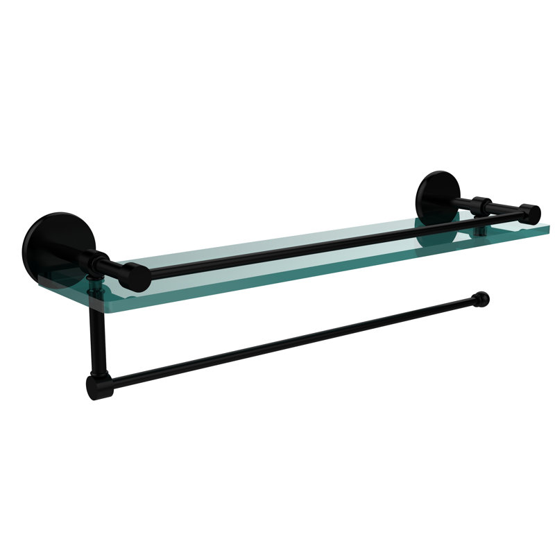 Dalston Bracket Shelf with Towel Bar, 5'' H x 16'' W x 5'' D, Matte Black