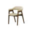 Chaise de salle à manger, hauteur 32 po, ensemble de 2, côté, rembourrée, salle à manger, cuisine, noyer foncé, tissu sable, Mid-Century, moderne
