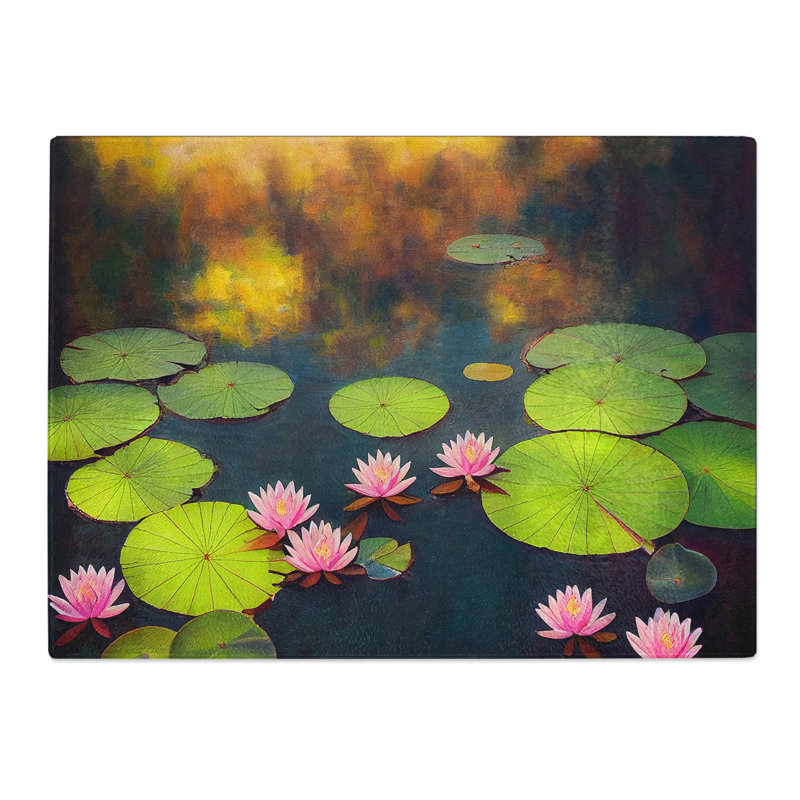 Delightful Water Lily Pond  Glass Chopping Board