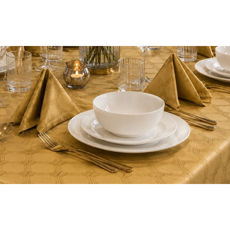 Waterside 9pc Geo Tablecloth Set, Gold