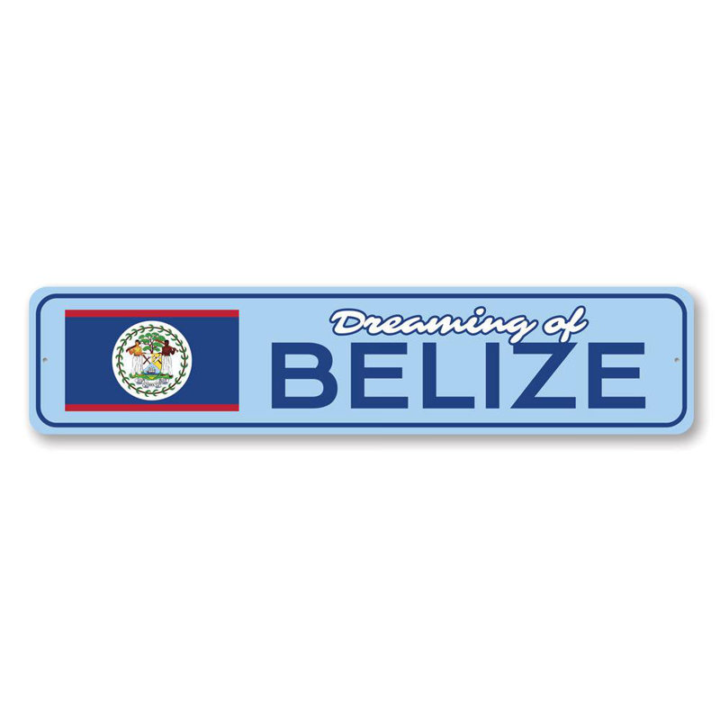 Plaque en aluminium Belize, H 4 po x l 18 po x P 0,04 po