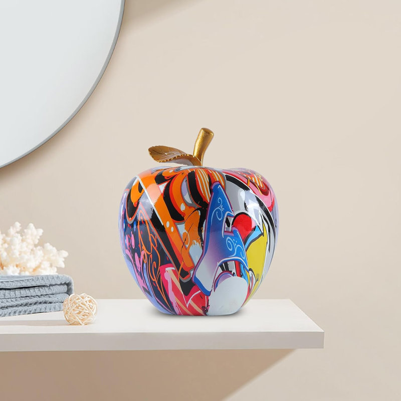 Colorful Apple Statue Abstract Graffiti Art Figurine