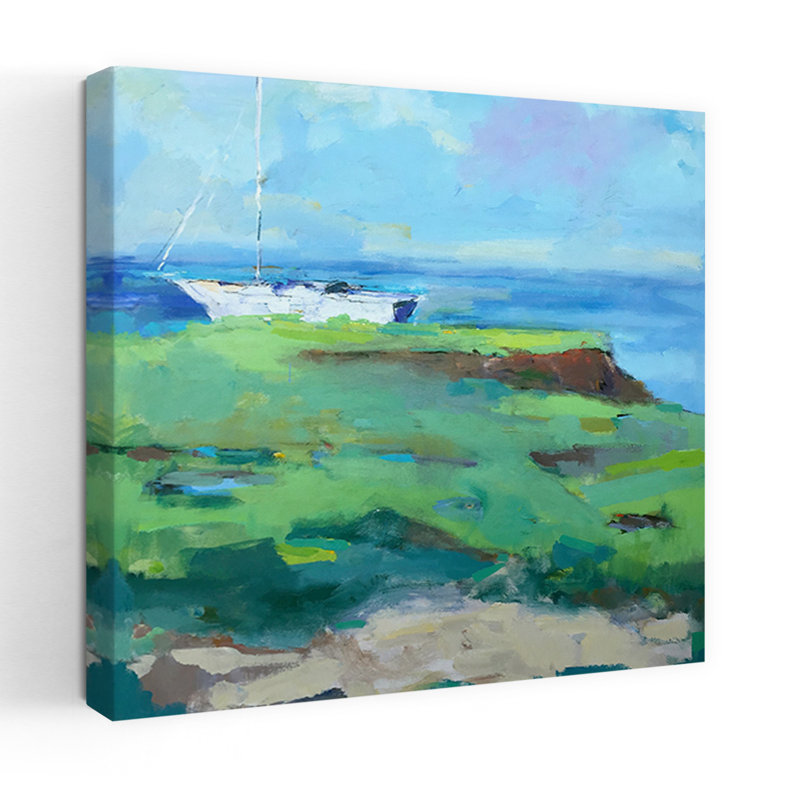 Art de paysage côtier abstrait Bluff, H 18 po x l 18 po