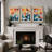 Abstract Vibrant Color Blocks "Contemporary Bold Orange Blue Abstract Artwork, Mid Century Modern Boho Pictures, 3 Pieces Canvas Giclee Digital Print Wall Art"  -100707258-100707259