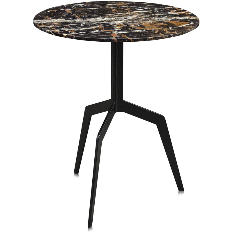 Razor Marble End Table, Black/Brown/Ivory/Black Powder Coating