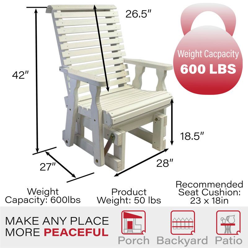 Fauteuil oscillant traité Amish Casual 600 lb, Teinture blanche demi-solide