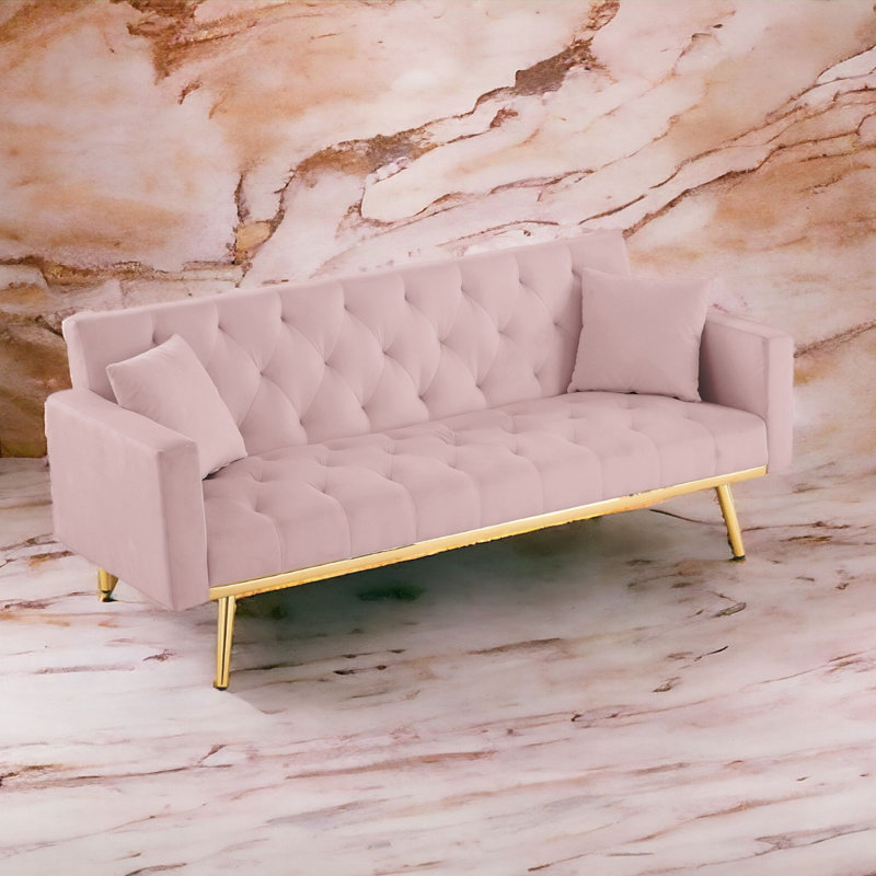 Canapé rembourré Etchison, Velours rose