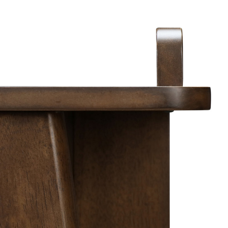 Mid-Century Modern Brown Wood Writing Desk with Drawer