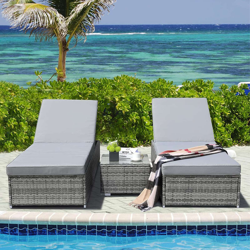 Bocangria 195cm Long Chaise Lounge Set with Cushions