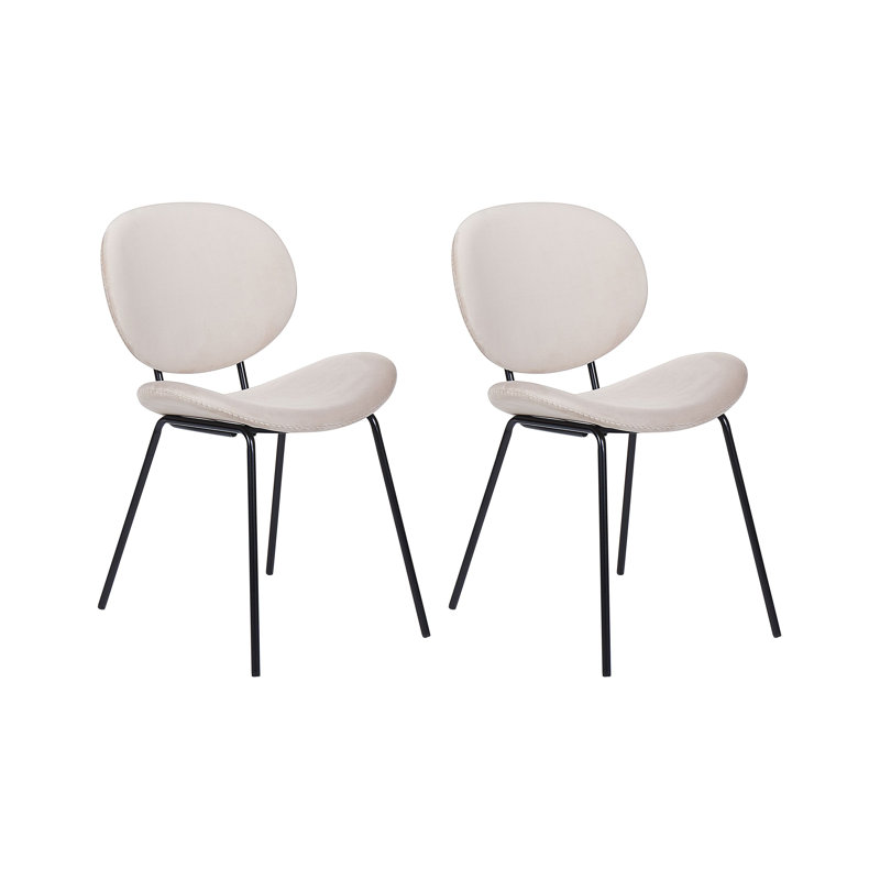 Clabe 42cm H Upholstered Metal King Louis Back Side Chair in Beige