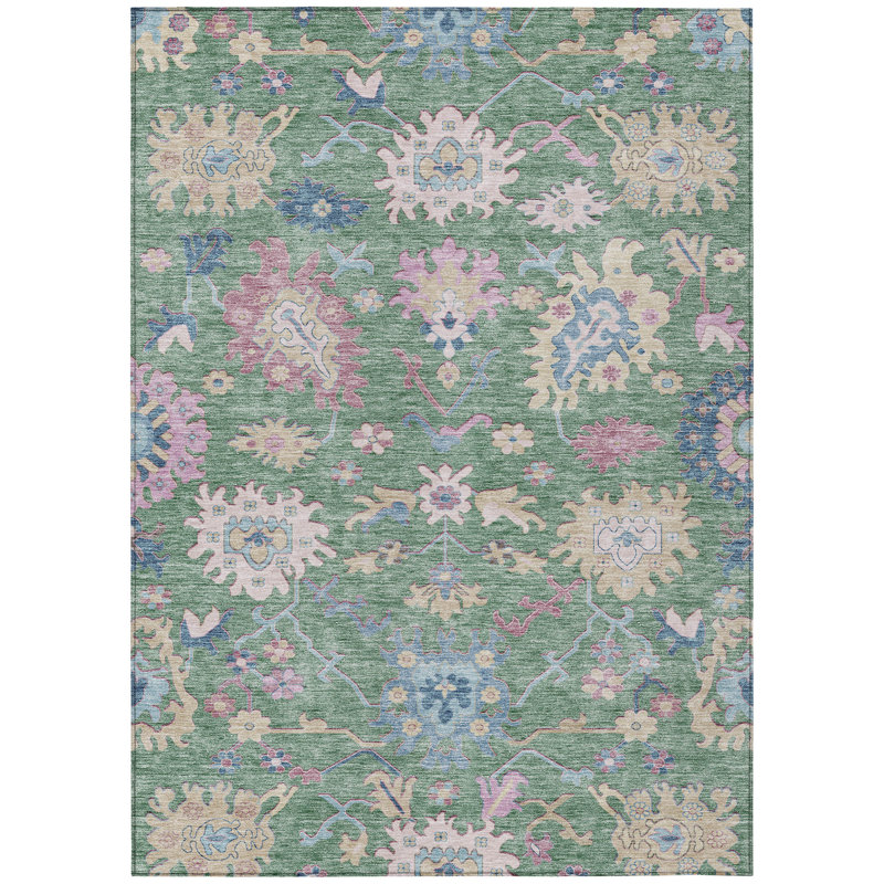 Eugene Green Washable Indoor-Outdoor Rug - , 3' x 5'