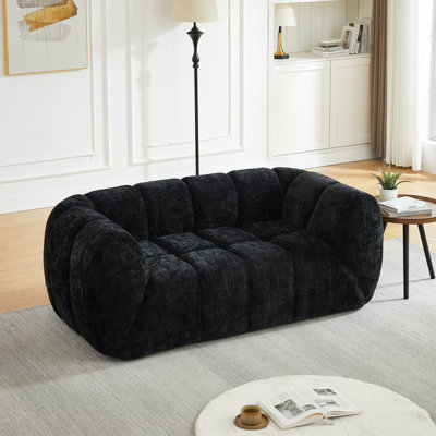 Deep-Seat Chenille Pure Foam Sofa, Modern Quilted Cloud Comfort,  for Living Rooms and Apartments