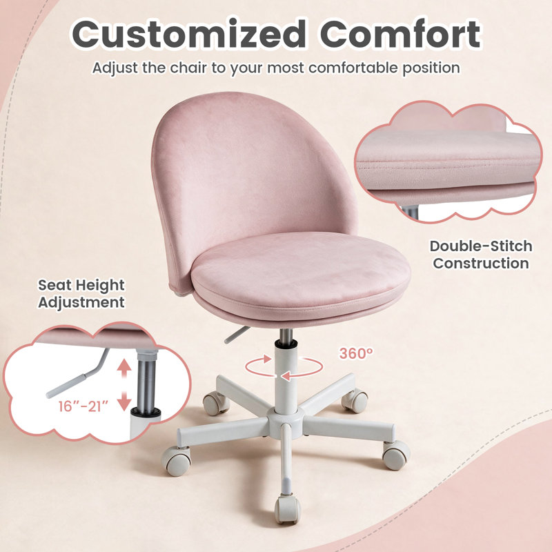 Latitude Run® Velvet Task Chair, Pink