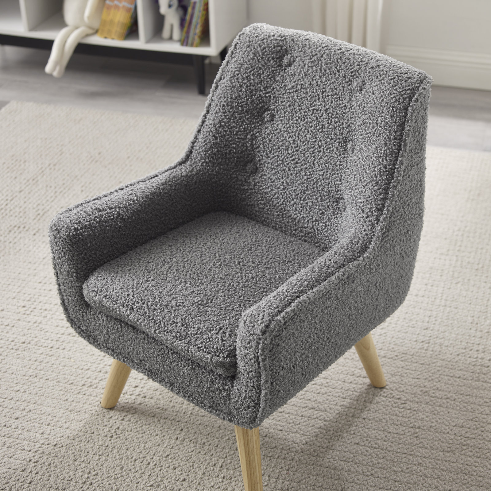 Kids Sherpa Chair, Slate Gray