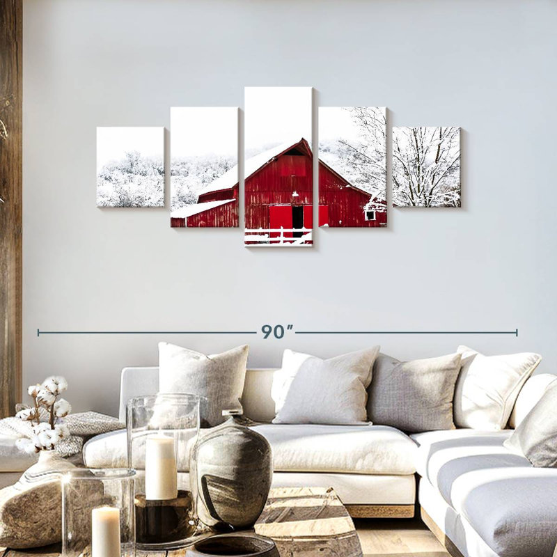 Winter Barn, 30" H x 68" W