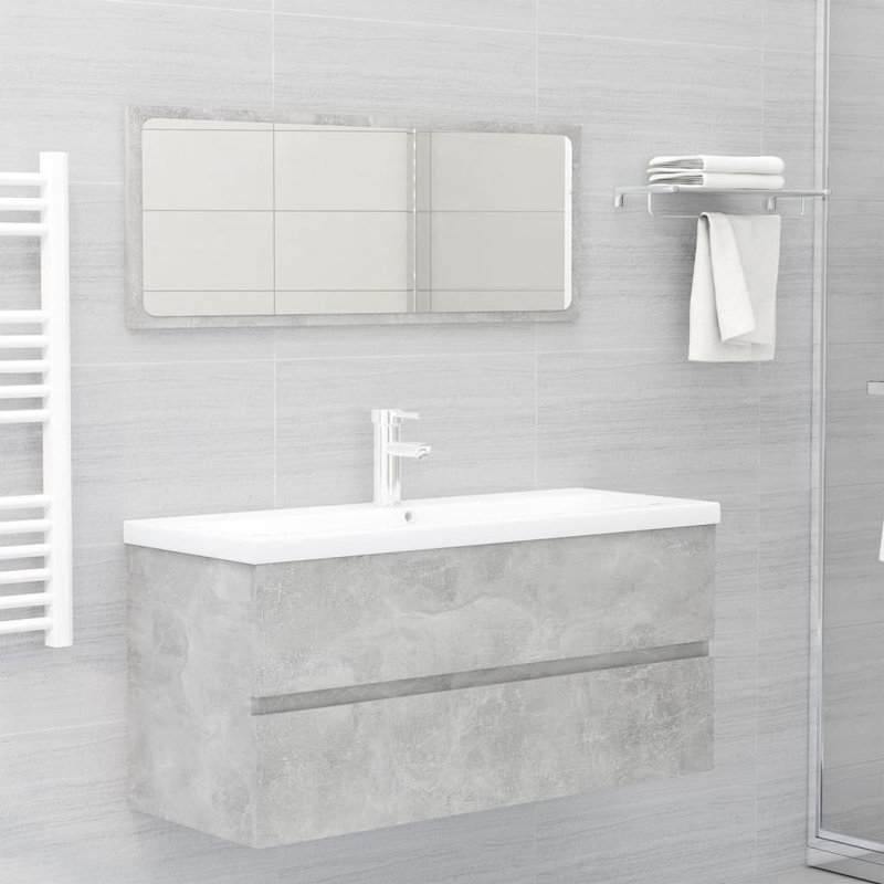 Ebern Designs Audreyonna 1000mm L x 385mm W Ceramic Rectangular Sink with Tap and Overflow, Concrete Grey